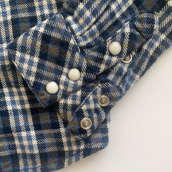 True Religion kids plaid shacket blue and Grey XS button down Long sleeve shirt - Picture 4 of 5